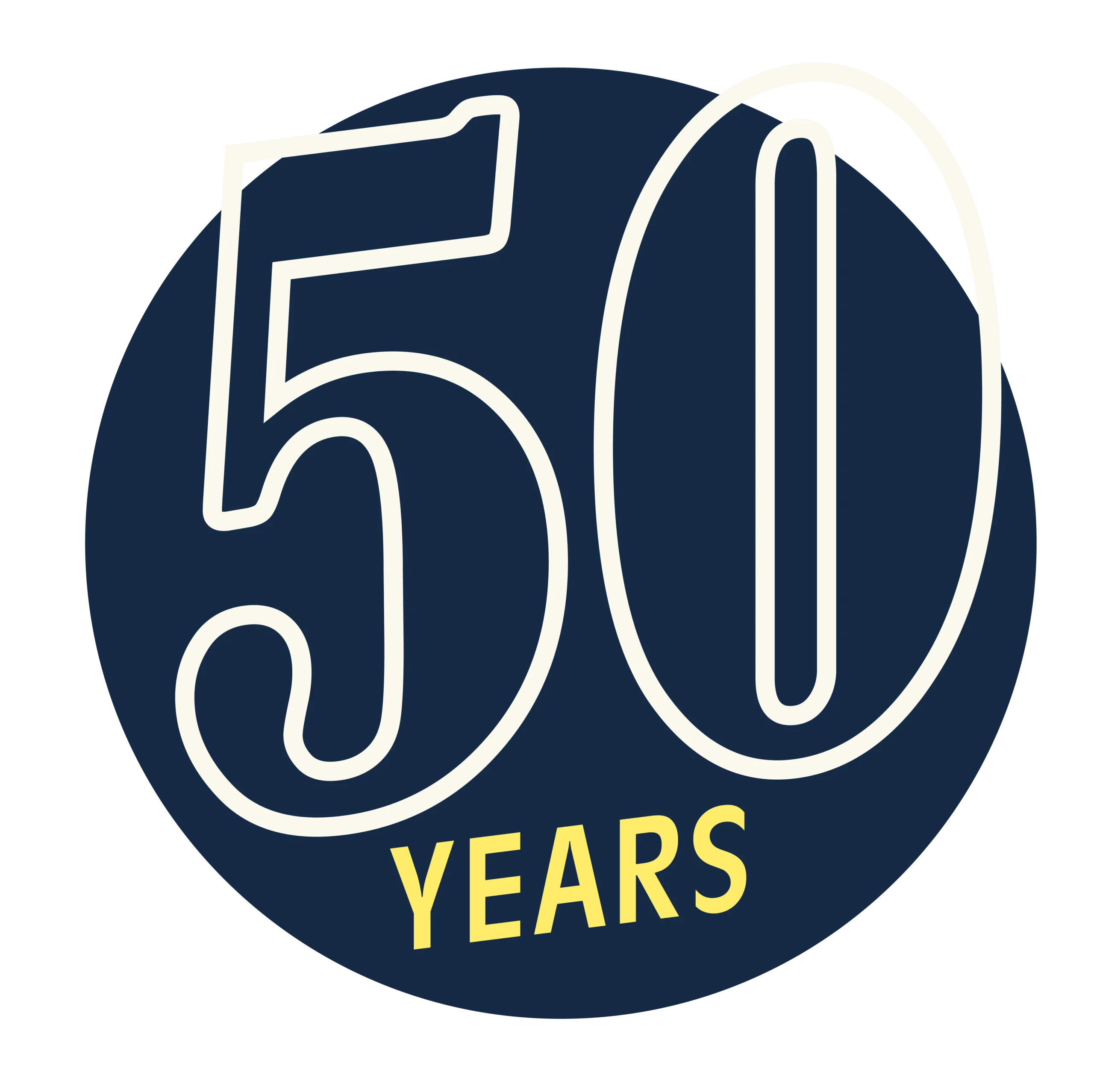 50 Years of Carter Bearings Icon Logo in blue with yellow accents