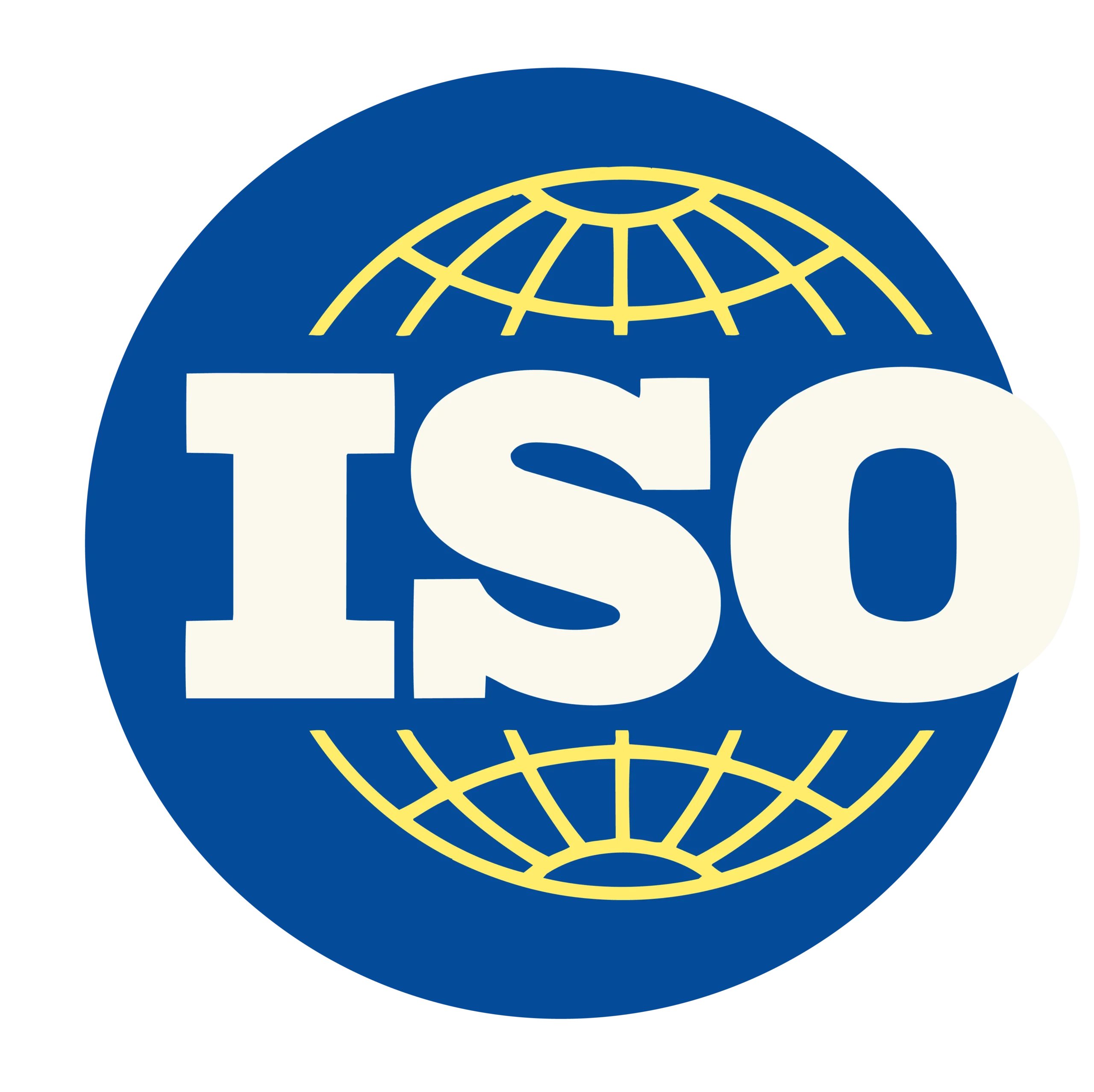 ISO Certification Logo in blue with yellow accents