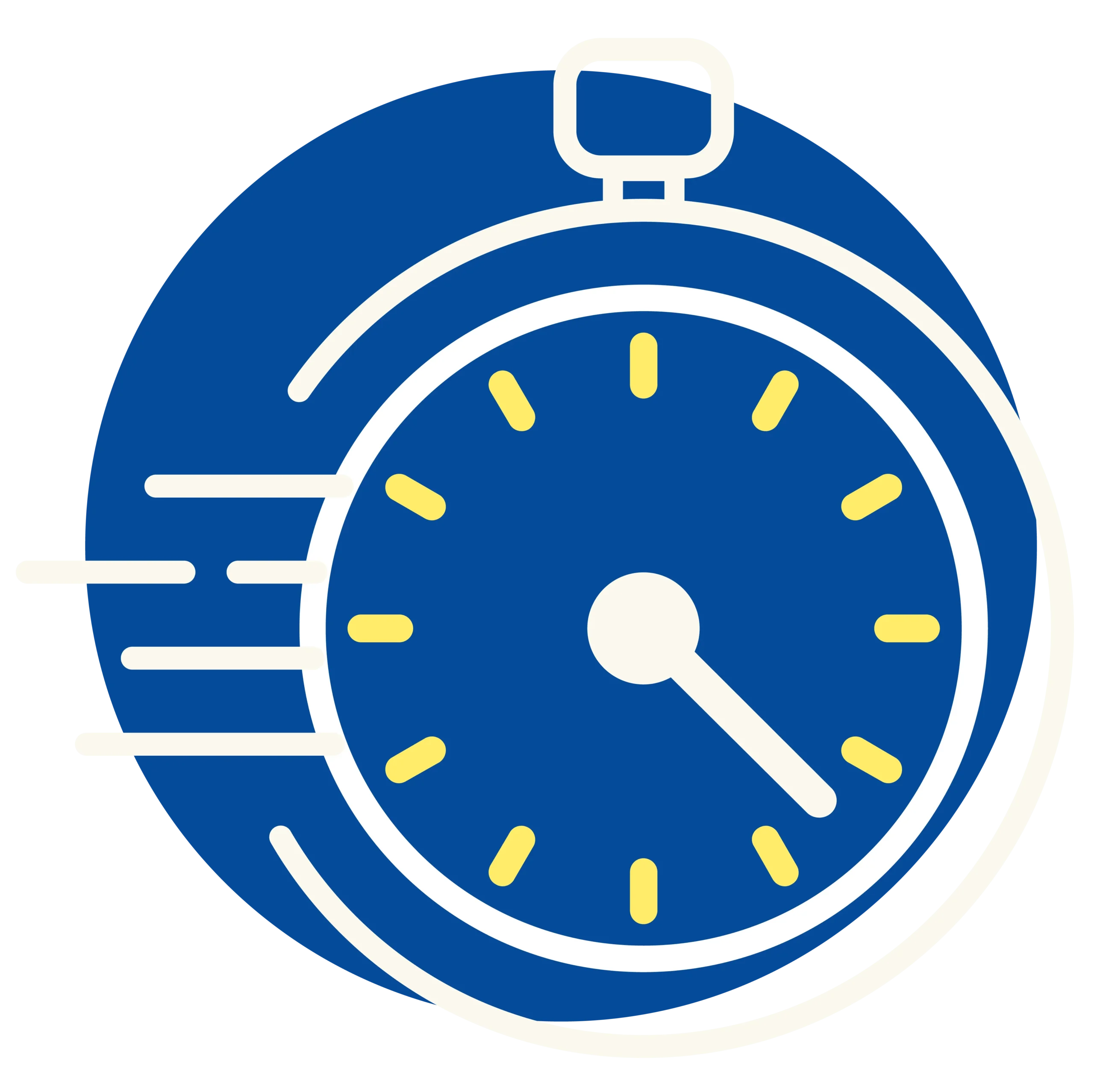 Stopwatch Icon in blue with yellow accents